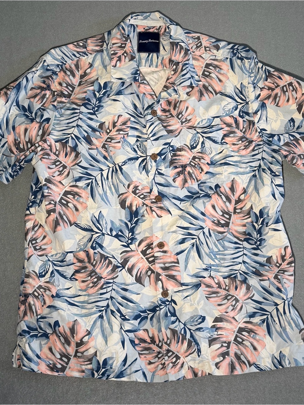 Tommy Bahama 100% Silk Tropical Hawaiian Floral Camp Shirt Mens M
